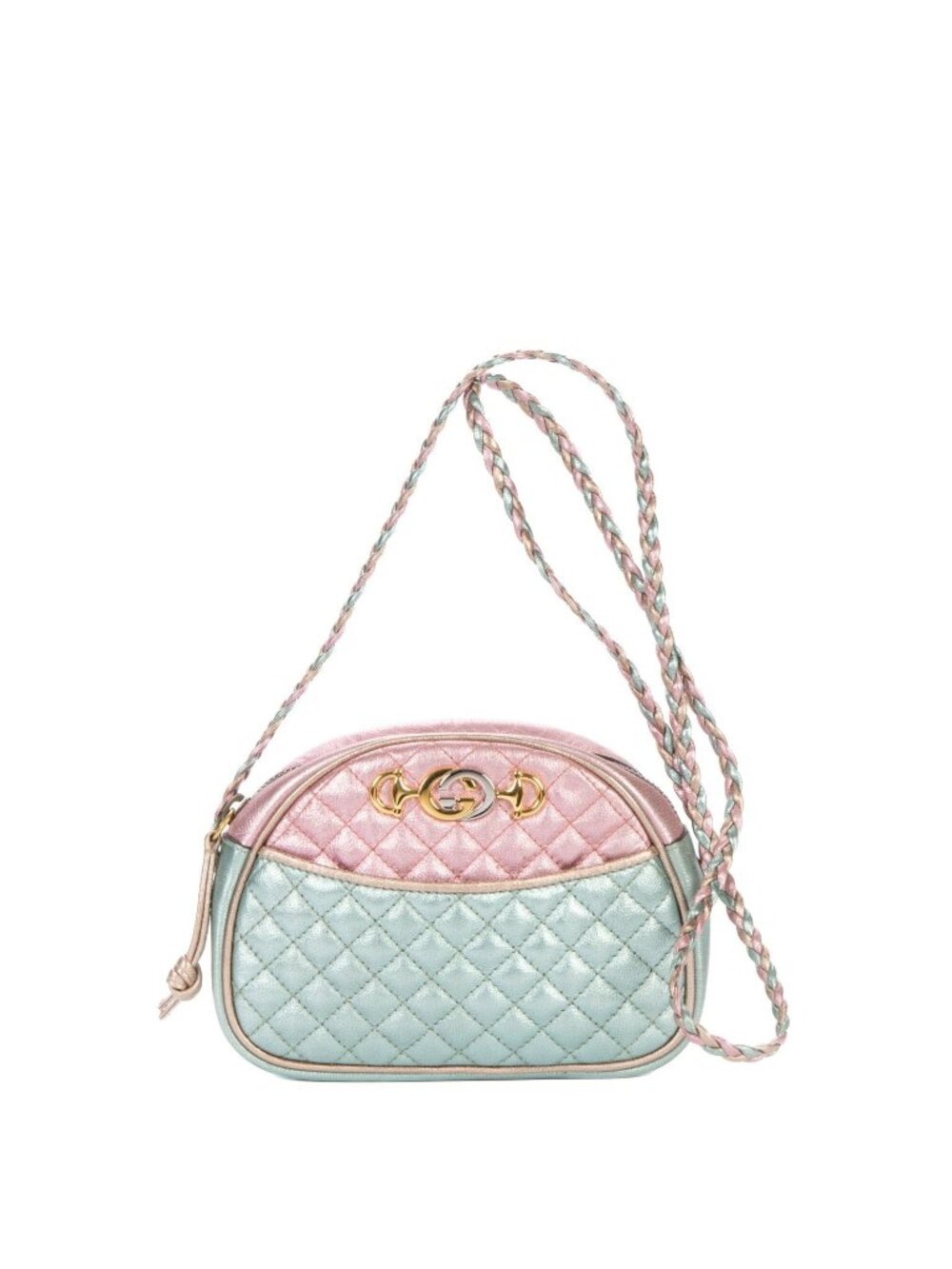 Gucci Mini Zip Crossbody Pink Matelasse Patent Leather